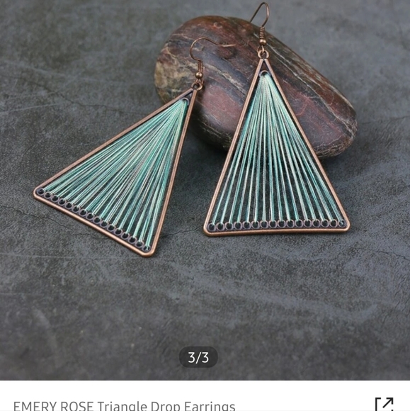 🥂🌟Bronze/Green Alloy geometric earrings - Picture 7 of 7